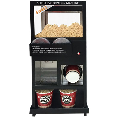 Relatieve grootte limoen Verscheidenheid Popcornmachines en benodigdheden popcorn in verkoop.
